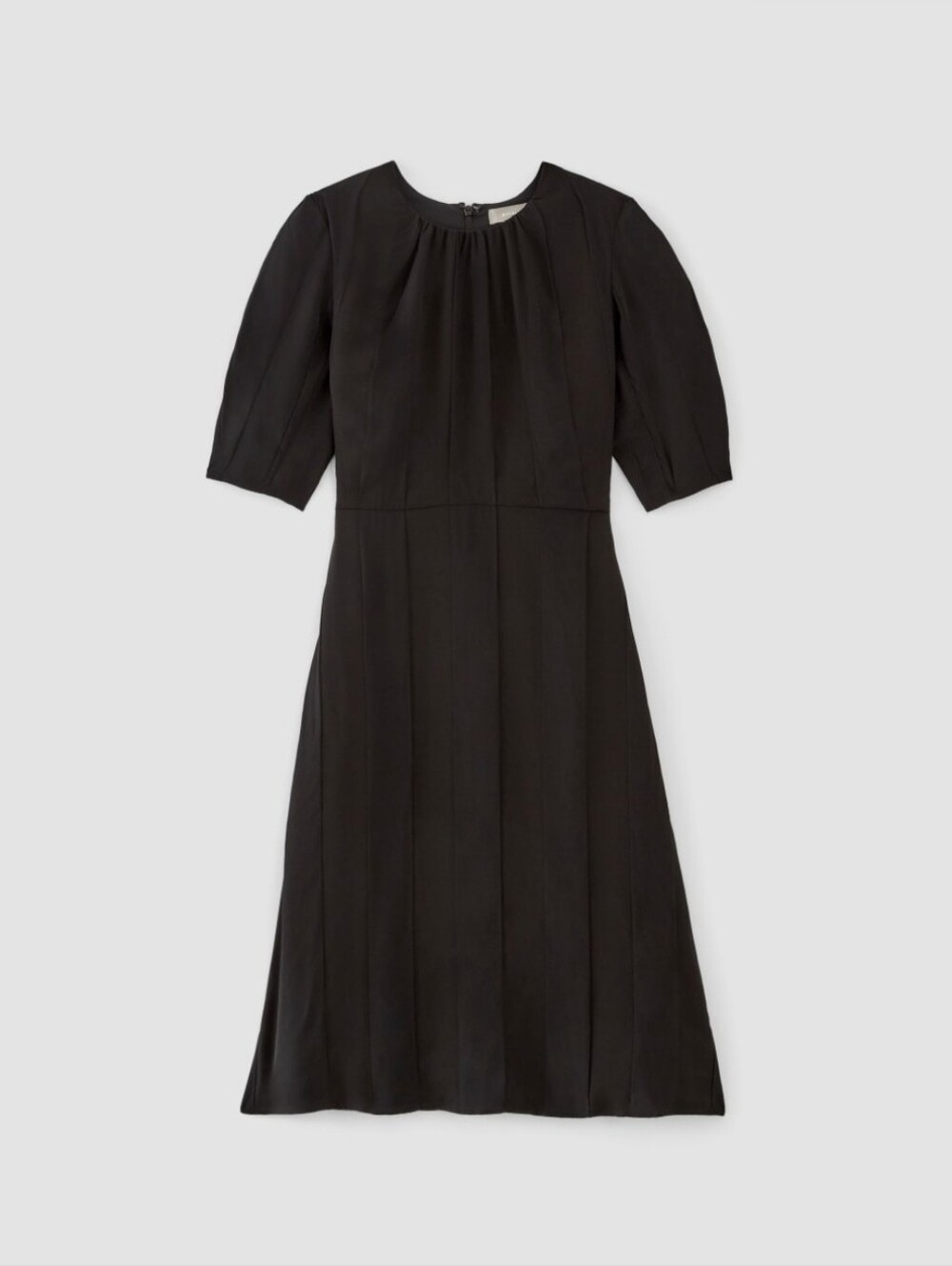 Everlane The City Stripe Ruched Black Midi Dress With Pockets Size 4
